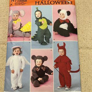 Simplicity R11588 Toddler Unisex Costume Pattern Devil, Mouse ,Panda Size 1/2-4